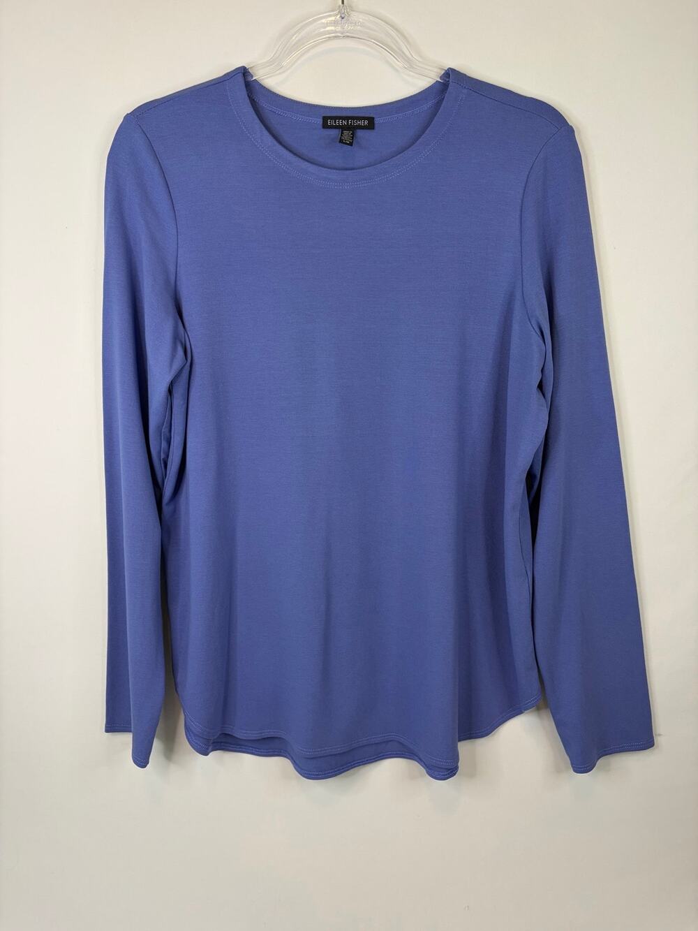 Eileen Fisher Blue Viscose Long Sleeve T-shirt Size Large Women's